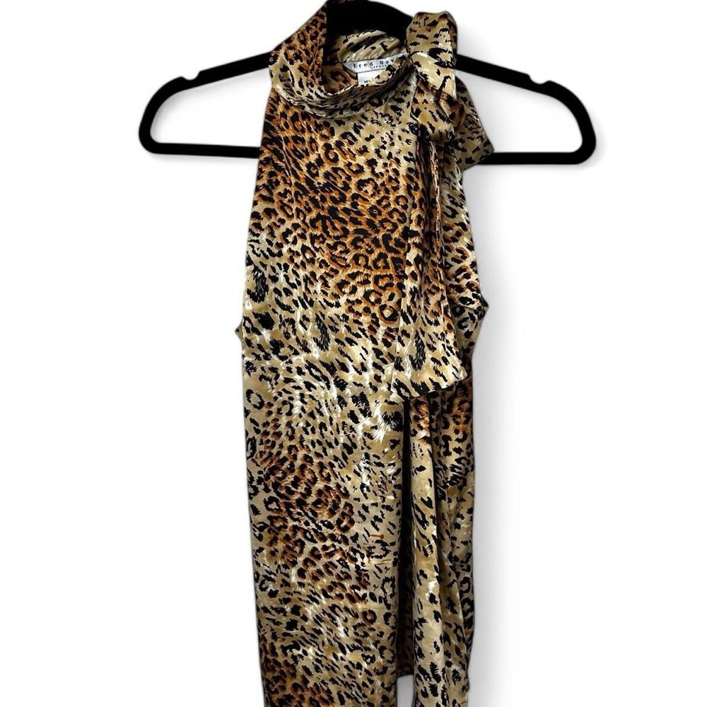 VINTAGE Y2K Animal Printed Silky Satin Halter Top Early 2000s Sexy Top SIZE/M